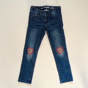 Cat & Jack Heart Knee Embroidered Knee Jeans 5T VGUC